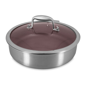 Sauteuse 24cm en acier inoxydable et manche amovible lie de vin AGLAE