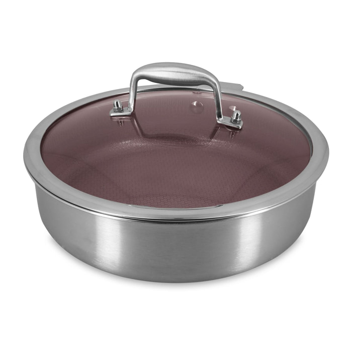 Sauteuse 24cm en acier inoxydable et manche amovible lie de vin AGLAE