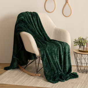 Plaid uni en flanelle - vert 180x230 cm