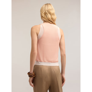 Motivi - Top de jersey con camiseta de tirantes acanalada - Rosa