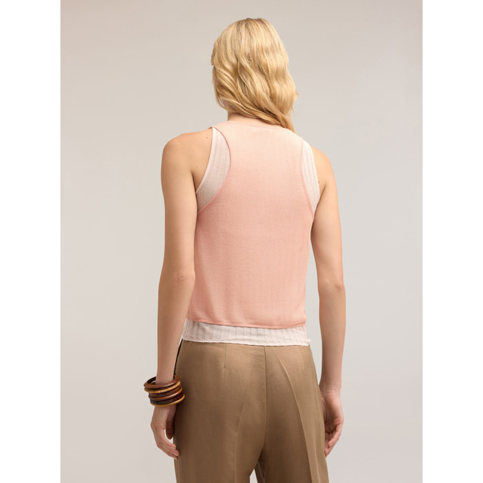 Motivi - Top de jersey con camiseta de tirantes acanalada - Rosa