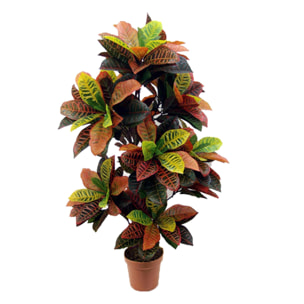 Croton Con Vaso. Altezza 160 Cm - Pezzi 1 - 25X160X25cm - Colore: Verde - Bianchi Dino - Piante Artificiali