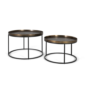 Mesas de Centro de Aluminio Mesa Grande: 75 Cm, Mesa Pequeña: 65 Cm Estilo Industrial