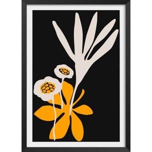 Poster fleurs colchiques Affiche + cadre en bois - Noir