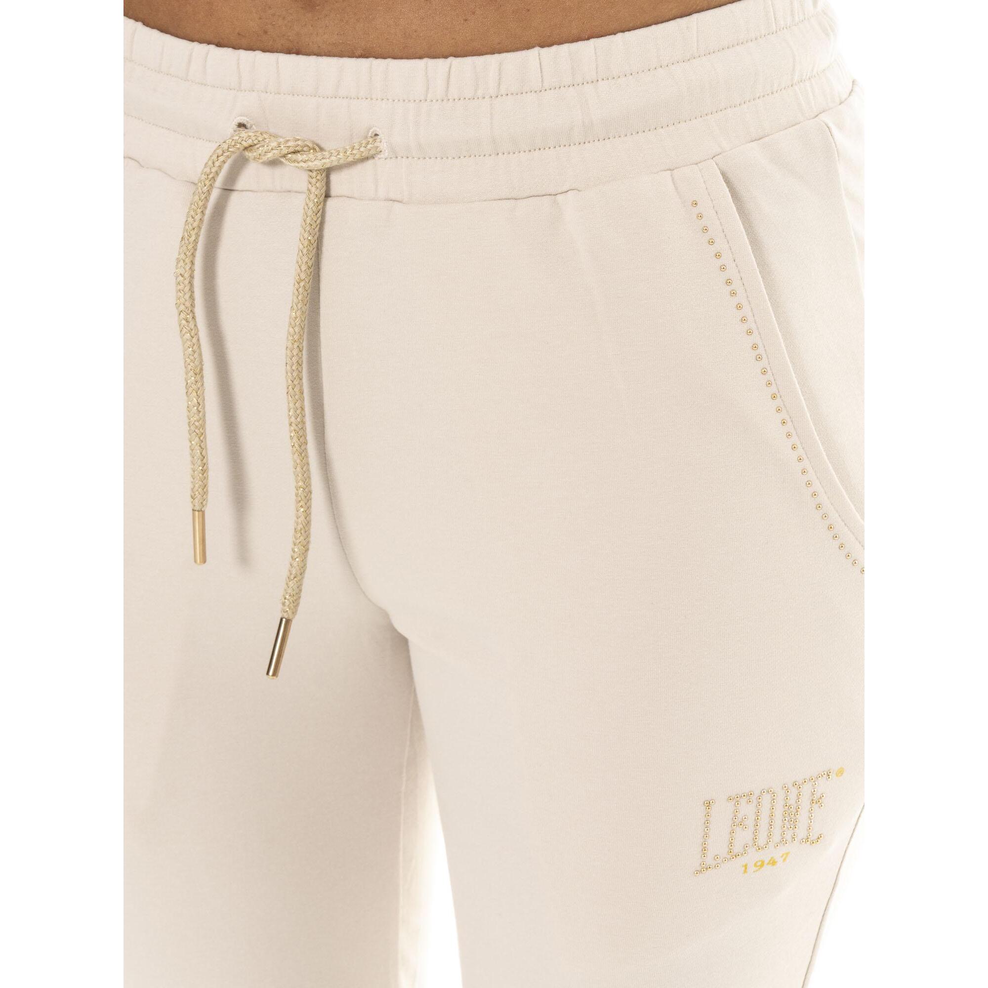 Tuta da donna in cotone non garzato con colletto e zip Leone Chic Gold