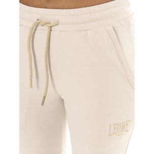 Tuta da donna in cotone non garzato con colletto e zip Leone Chic Gold