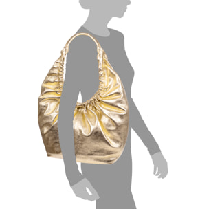 Borsa a spalla in vera pelle laminata Arzignano con manico grande imbottito