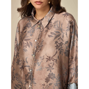 Oltre - Patterned satin shirt - Beige