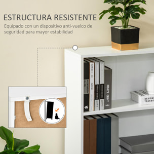 HOMCOM Estantería Librería con 3 Compartimentos de Almacenaje Libros CDs Plantas para Salón Estudio Dormitorio 62,2x24x102,4 cm Blanco