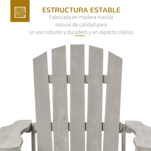 Silla Adirondack de Madera Silla de Jardín con Asiento Extra Ancho Carga 150 kg para Patio Terraza Balcón 78x89x88 cm Gris Claro