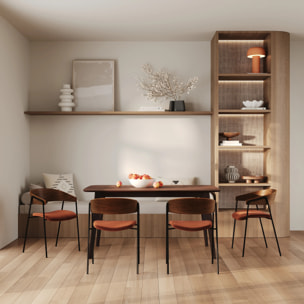 Lot de 2 chaises en velours terracotta et bois de noyer - Esmée