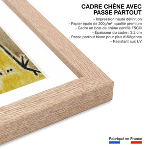 Affiche art Abstrait Gilet rouge par Paul Klee Affiche + cadre en bois - Chêne