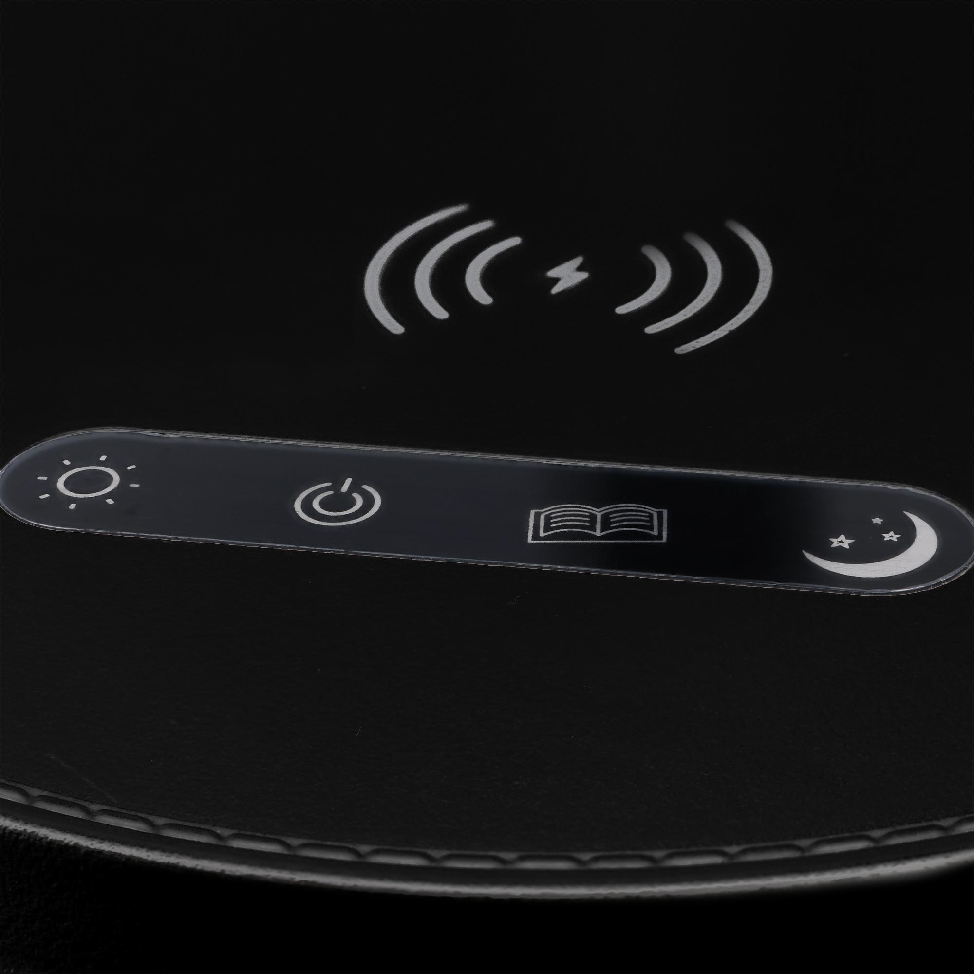 BLUCO KODA Flexo Led Regulable con Control Táctil. Lámpara de Escritorio con Cargador Inalámbrico para Móviles Negro 15W