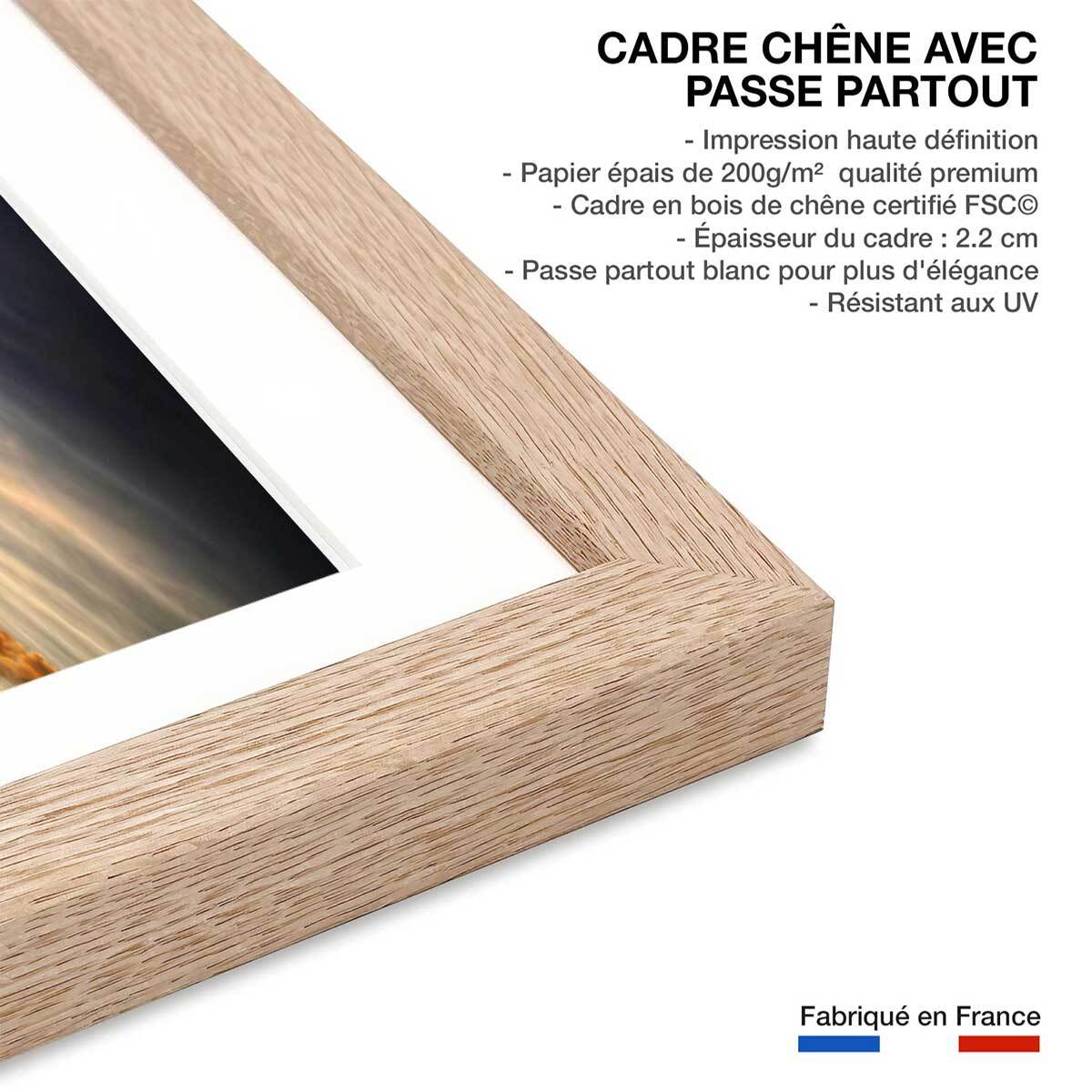 Affiche beauté des lacs Affiche + cadre en bois - Chêne