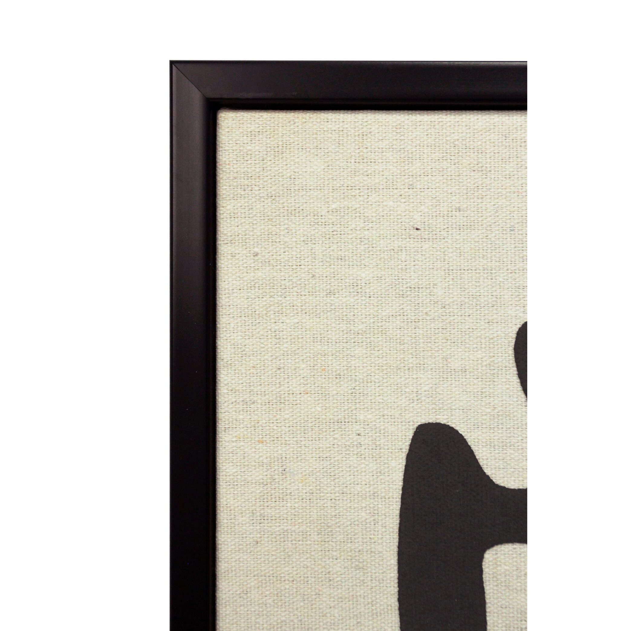 Cuadro Linen lino impresión 3D abstracto beige-negro 72x52x4 cm