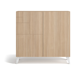 Zapatero Bergen melamina nogal claro patas blanco 87x90x27 cm