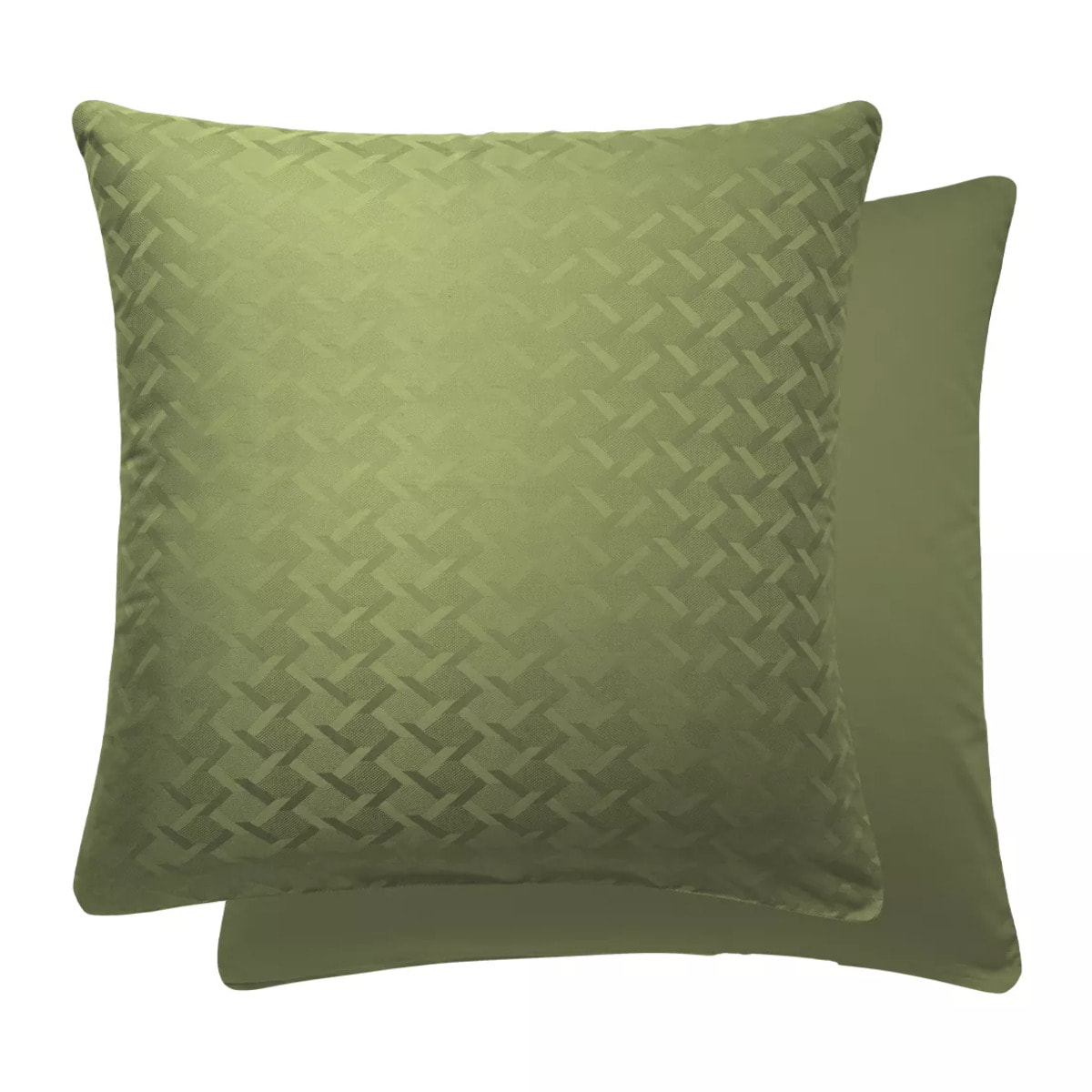 Taie d'oreiller satin de coton motif jacquard vert Adagio kaki