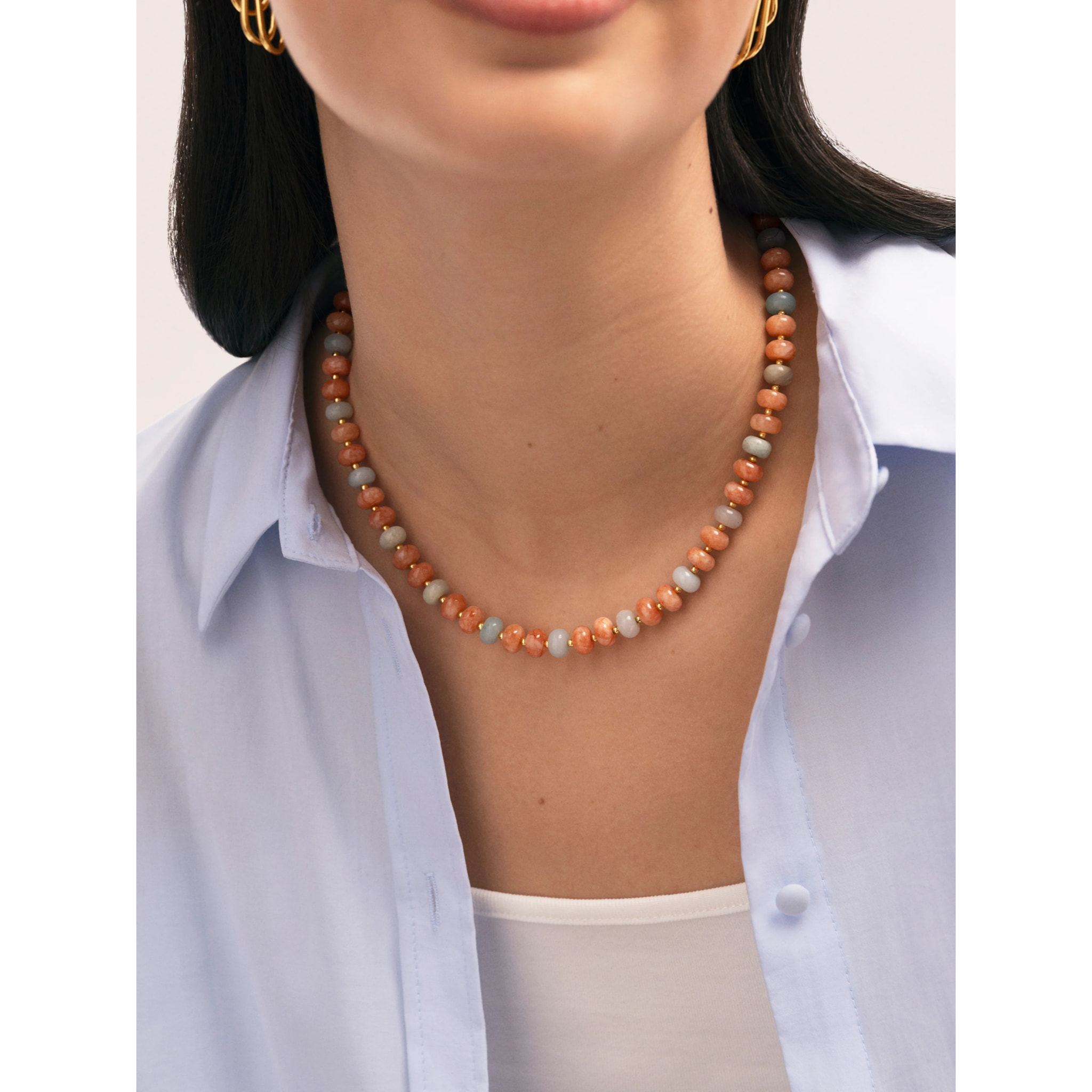 Collar Ámbar Stones Acero Baño Oro