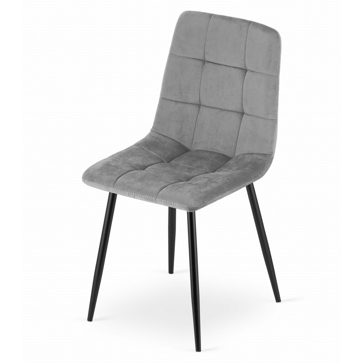 Sedia KARA in velluto grigio chiaro con gambe nere