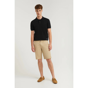 Bermuda relaxed sabbia con logo ricamato