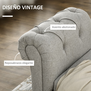 Banco de Almacenamiento Taburete de Almacenaje de Lino con Tapa de Bisagras Patas de Madera y Reposabrazos Enrollados para Dormitorio Salón Pasillo Carga 150 kg 146,5x49x74,5 cm Gris Claro