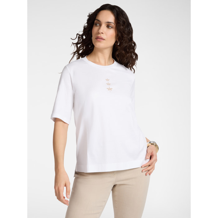 Elena Mirò - T-shirt in cotone con libellule - Bianco