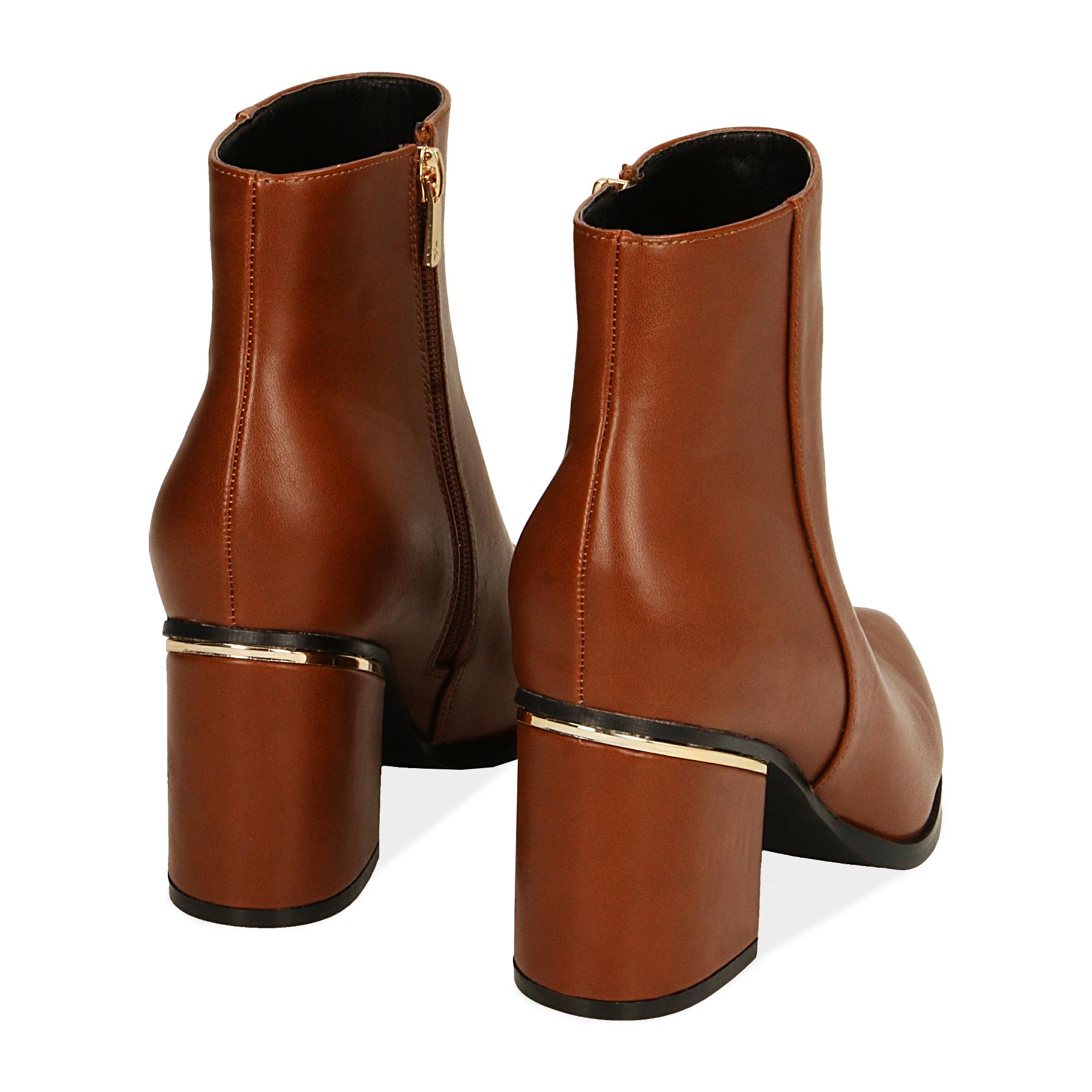 Ankle boots cognac, tacco 7,5 cm