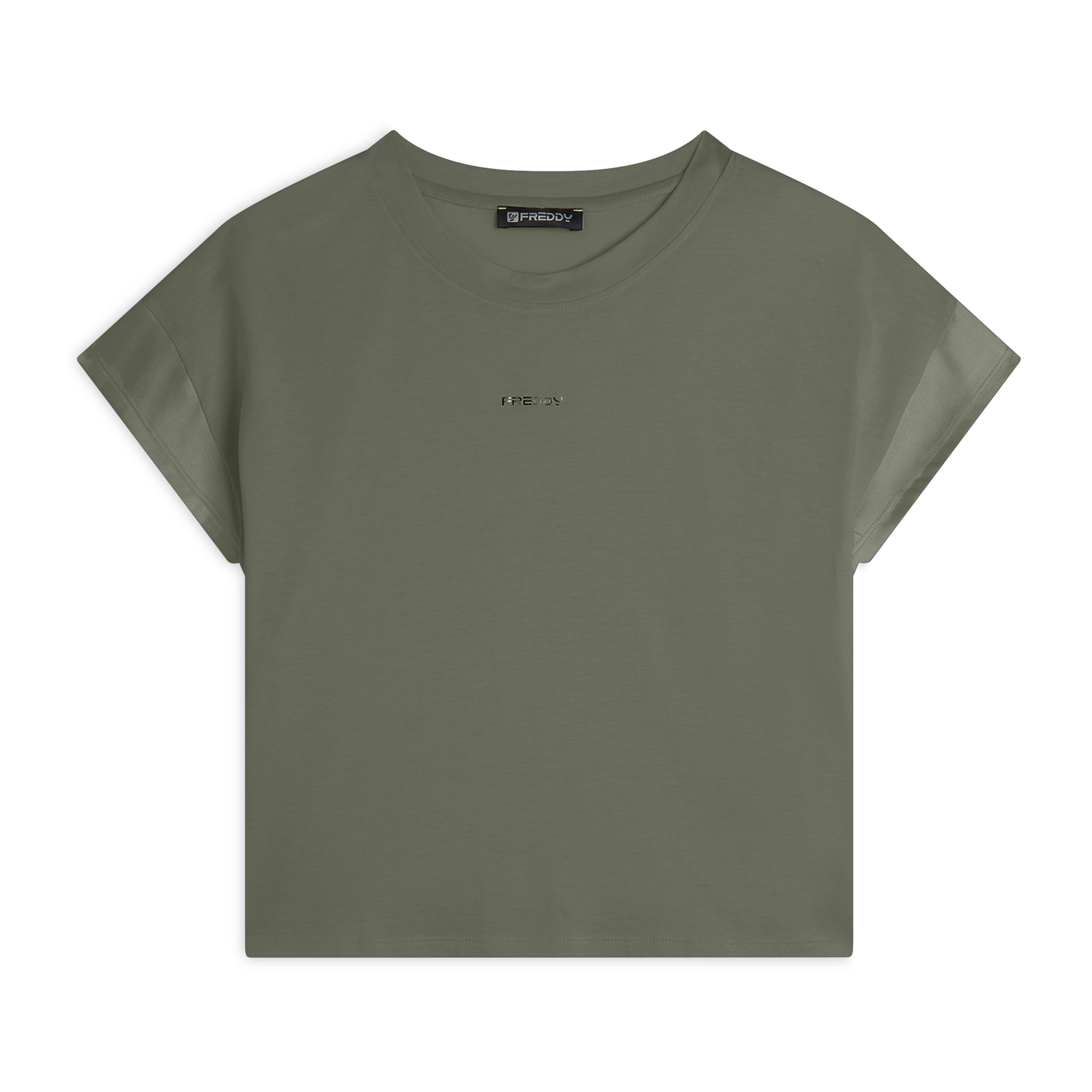 T-shirt corta in jersey con maniche effetto seta