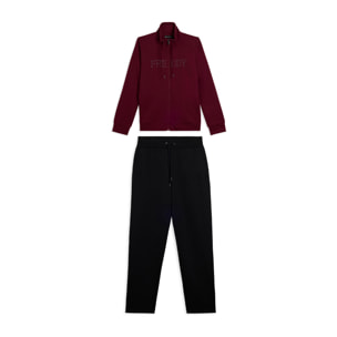 Tuta con logo frontale perlato e collo alto