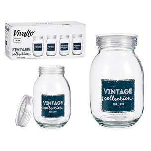 Set di 4 barattoli con coperchio 1,8 l.