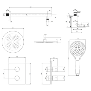 Colonne de douche encastrée VILLEROY & BOCH Universal Shower avec douchette 3 jets or brossé