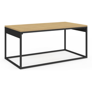 Table basse Memphis avec plateau relevable bois et pieds noirs L90cm
