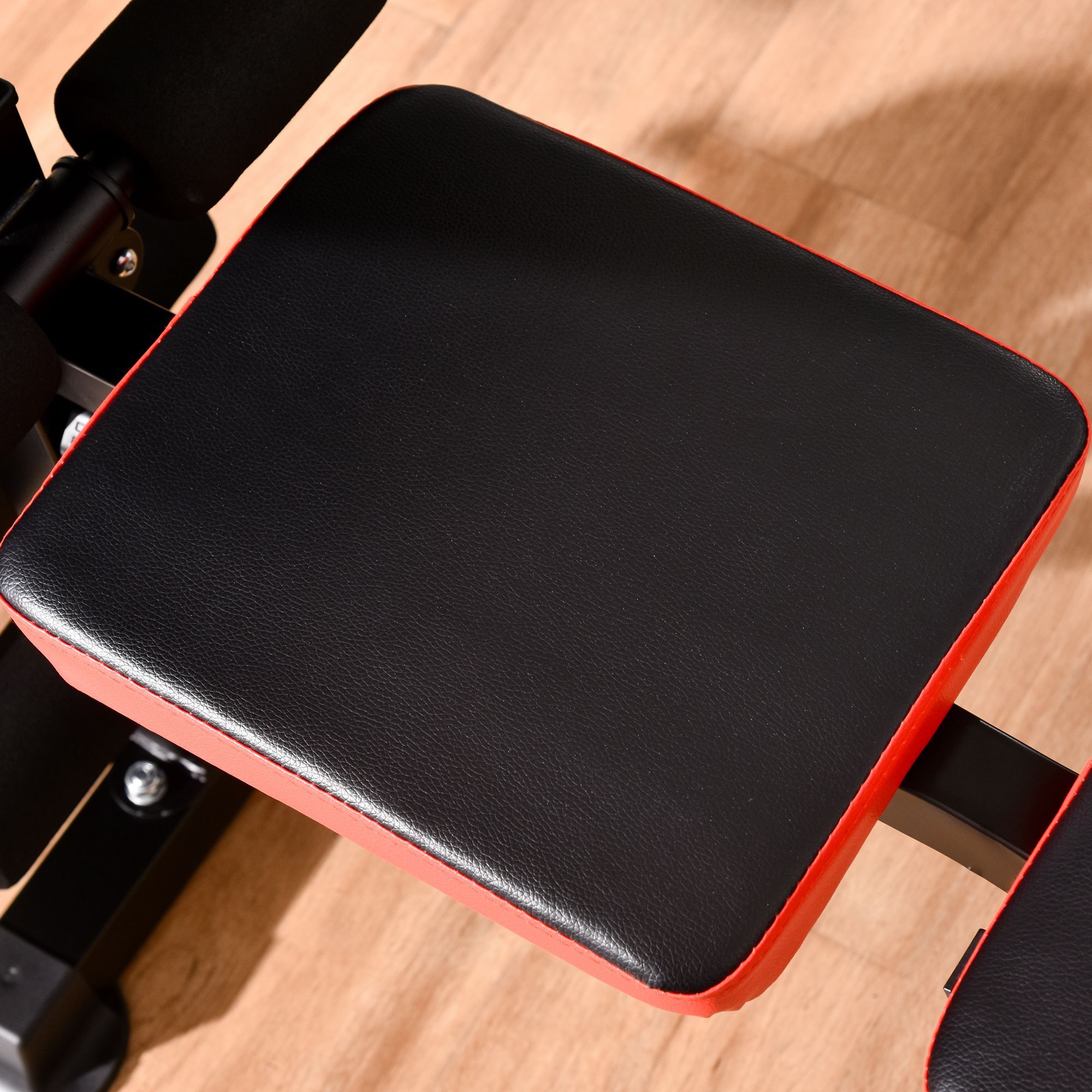 Banc de musculation Fitness entrainement complet avec support d'haltères dossier réglable acier noir rouge