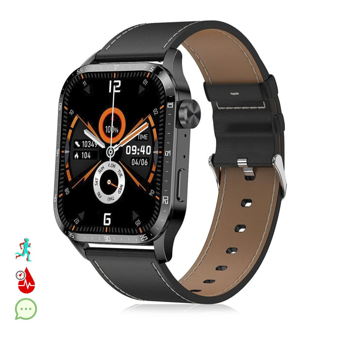 Smartwatch GT4 con pantalla de 1,9, corona giratoria multifunción, tensión, ECG y notificaciones. Correa de cuero.