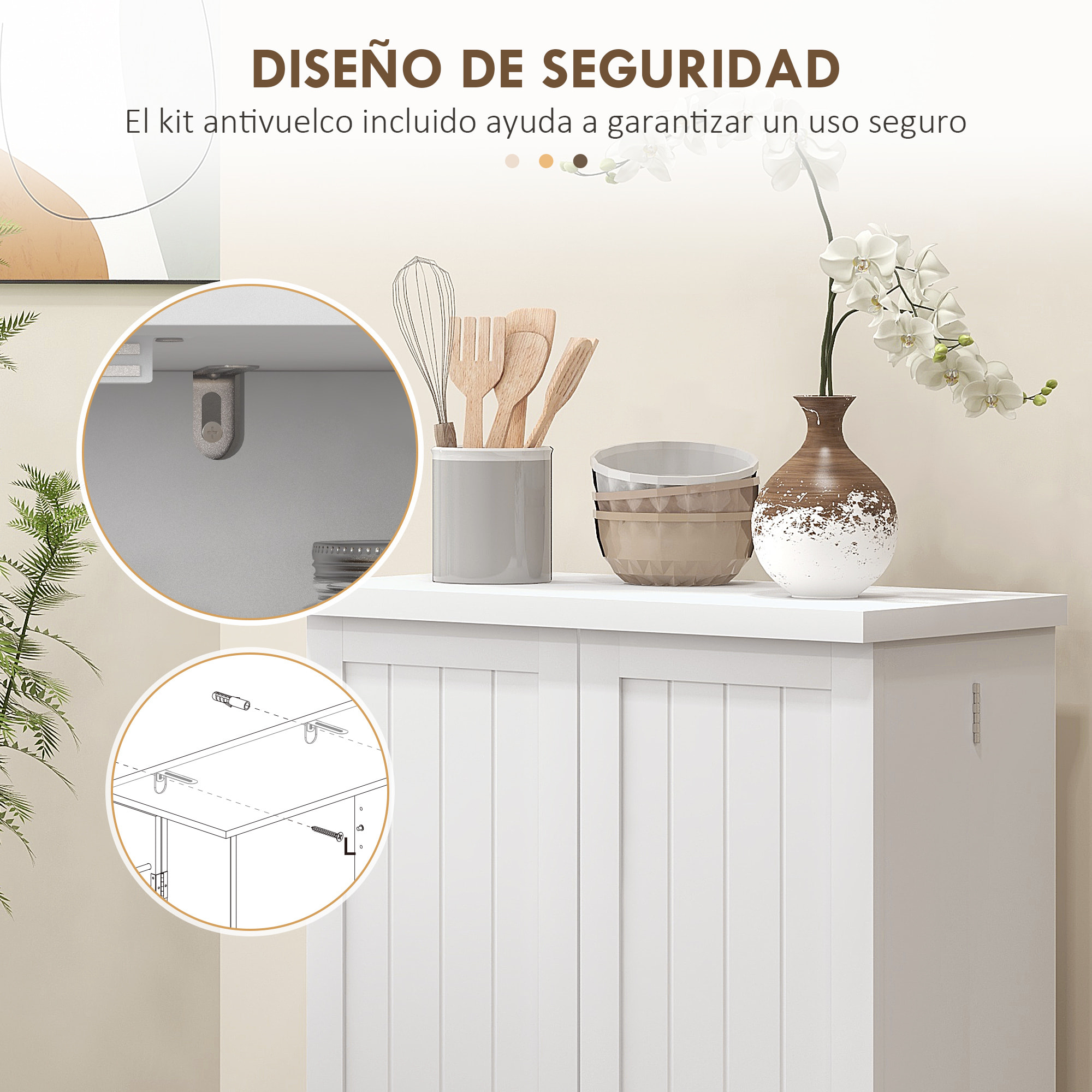 Armario de Cocina, Armario Despensa Cocina, con 2 Puertas, 16 Estantes, Alacena Moderna, con Estantes Ajustables, para Comedor, Salón, 60x30x104 cm, Blanco