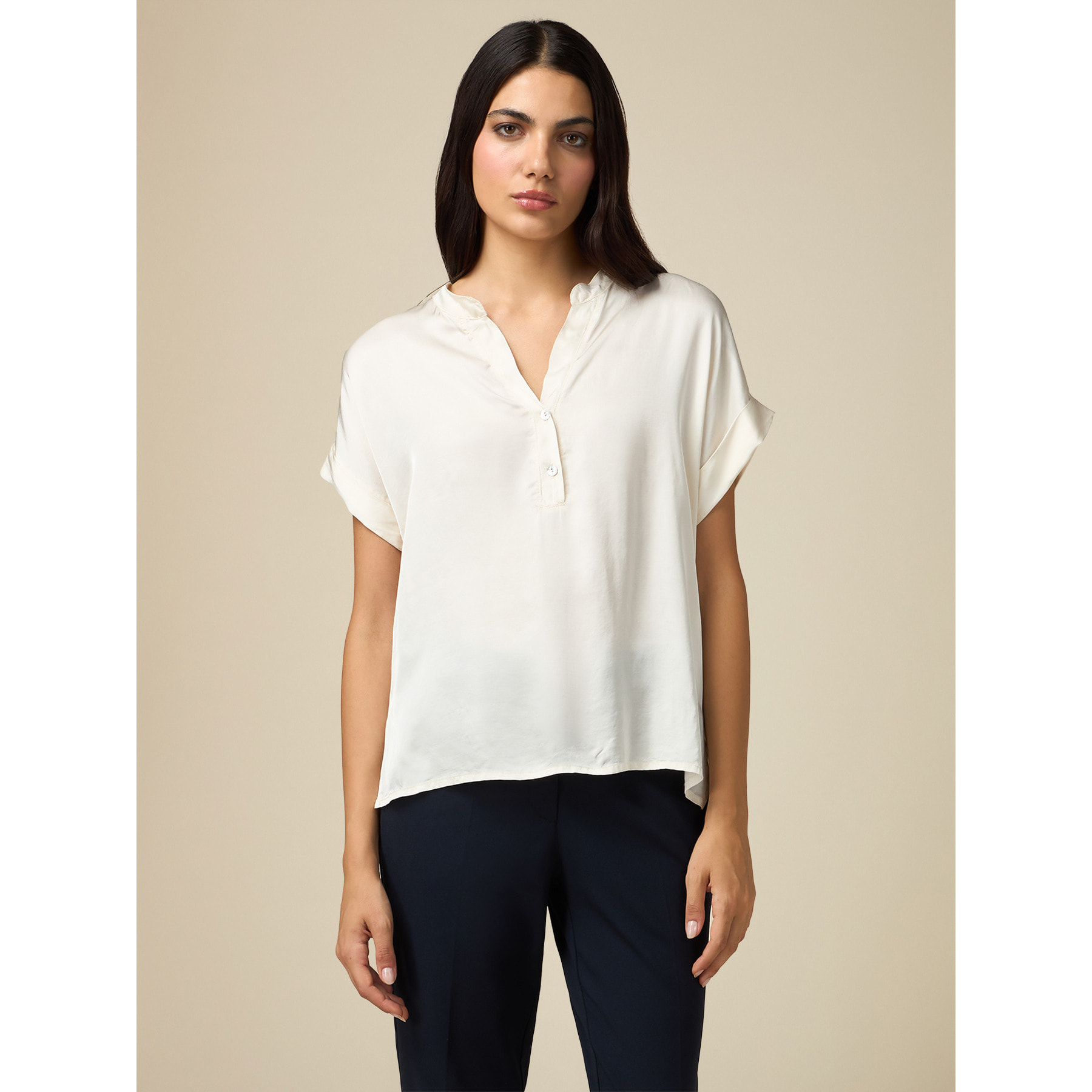 Oltre - Blusa in raso di viscosa - Bianco