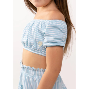 Top de rayas azuladas para niña