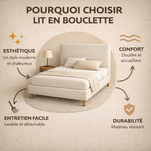 Lit coffre Colisée avec tête de lit | Robuste et confortable | Montage simple rapide | Bouclette | Vert