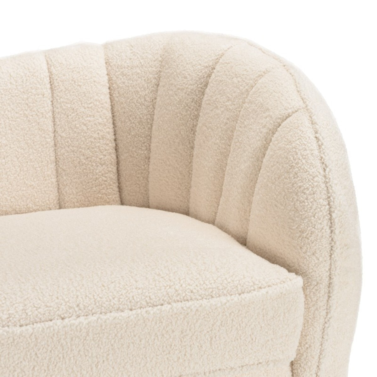 LEOPOLD - Canapé vague 2 places tissu bouclette écru pieds métal