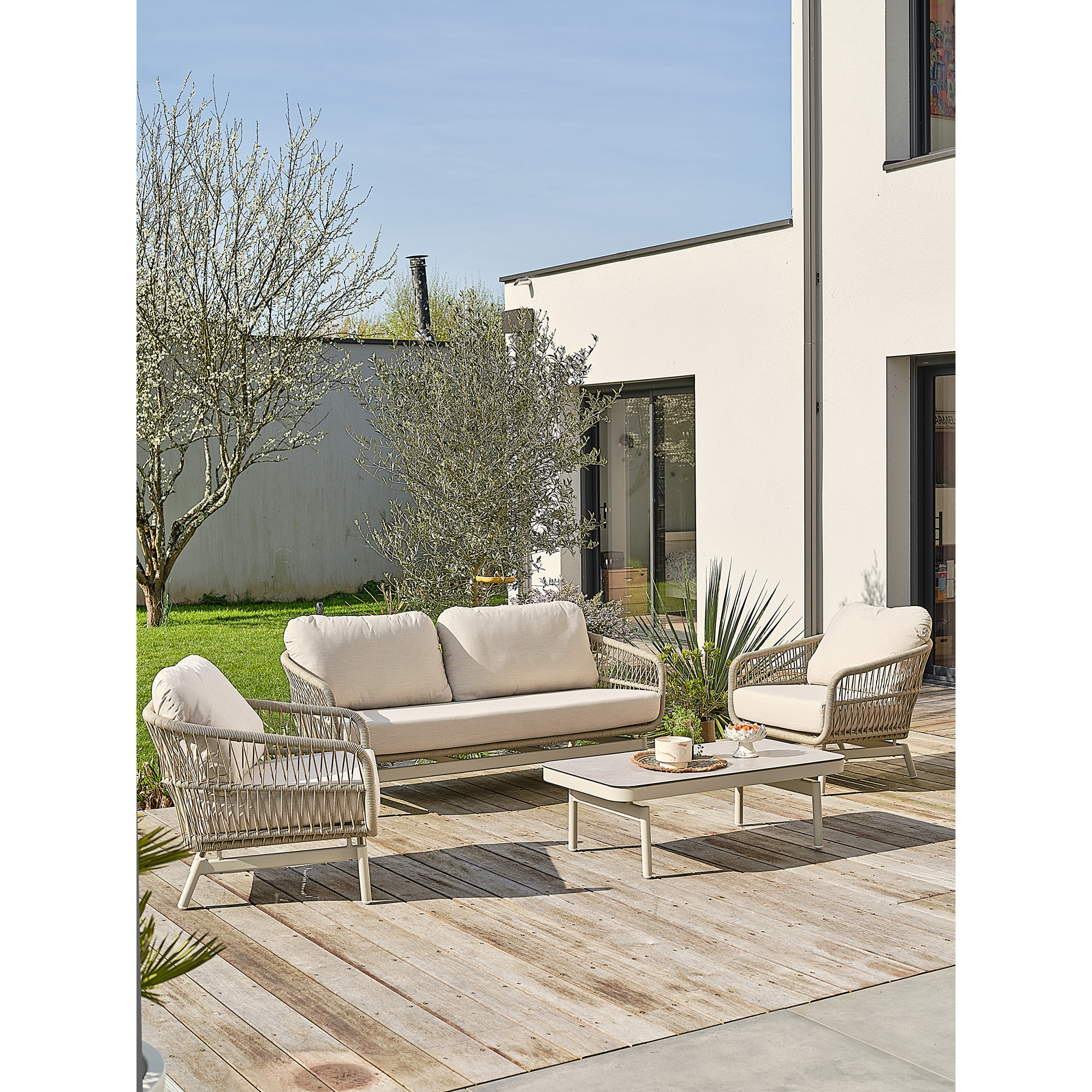 DYLIS - Salon bas de jardin 5 places - Grège