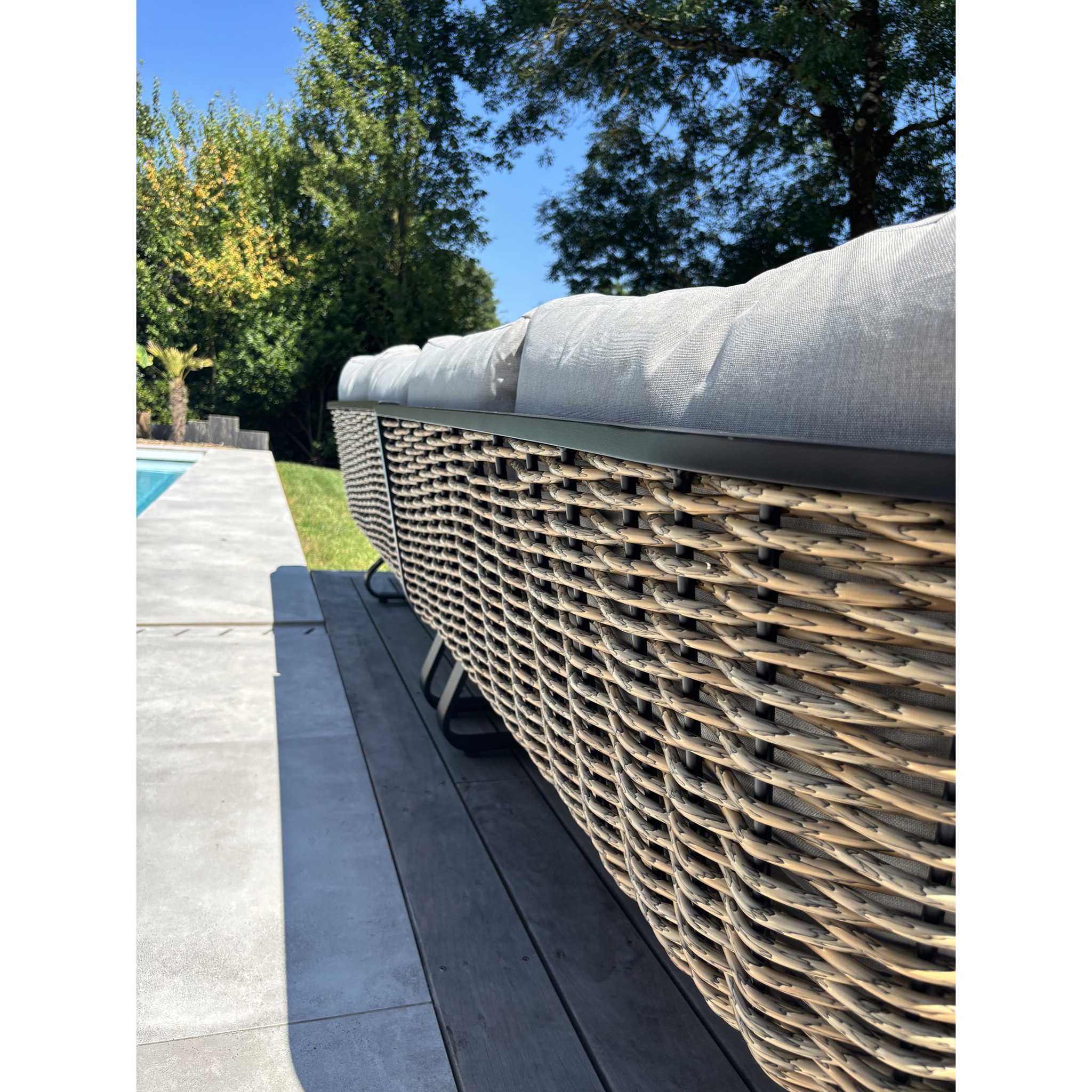 KUMLA - Salon de jardin bas 6 places - Noir