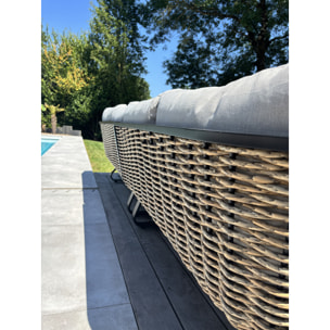 KUMLA - Salon de jardin bas 6 places - Noir