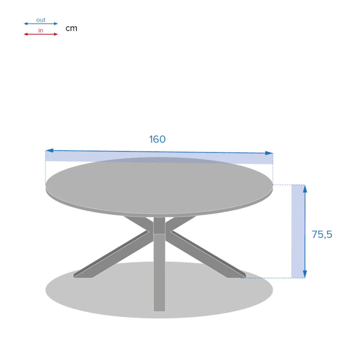 Table de jardin ronde "Oriengo" acacia  & graphite 8 places en aluminium traité époxy