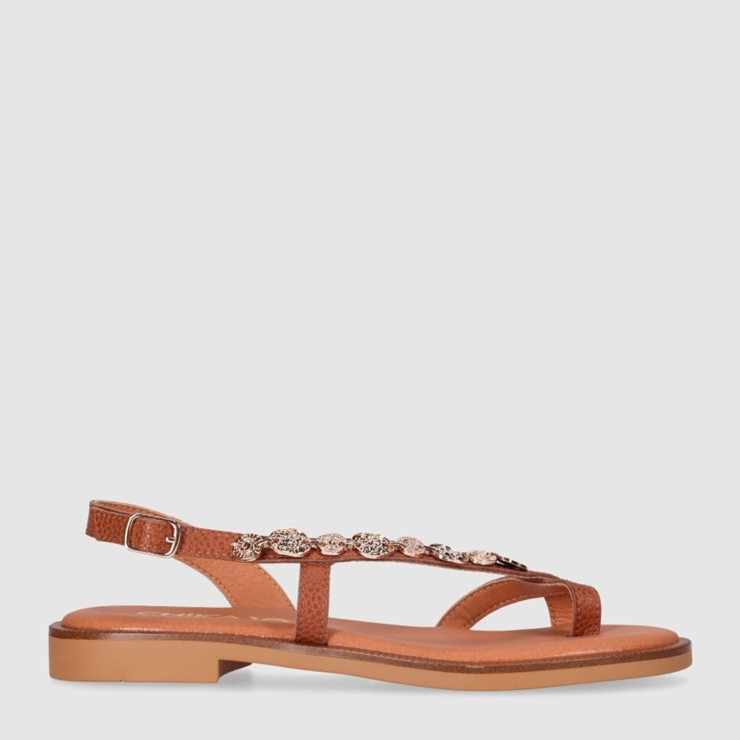 Sandalias de Piel - Cuero - Tacón: 1 cm