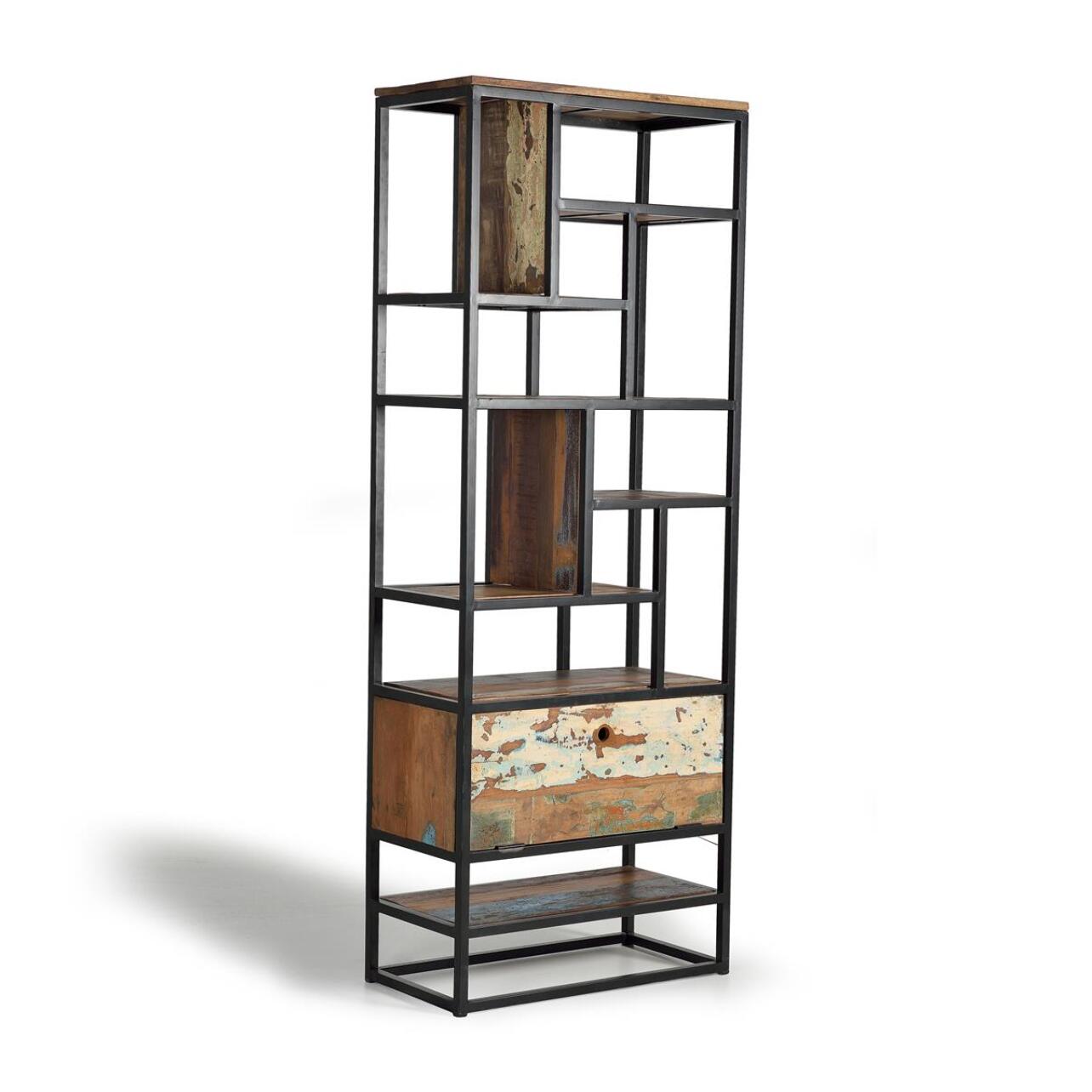 Librería - metal y madera reciclada - 212x80x40cm