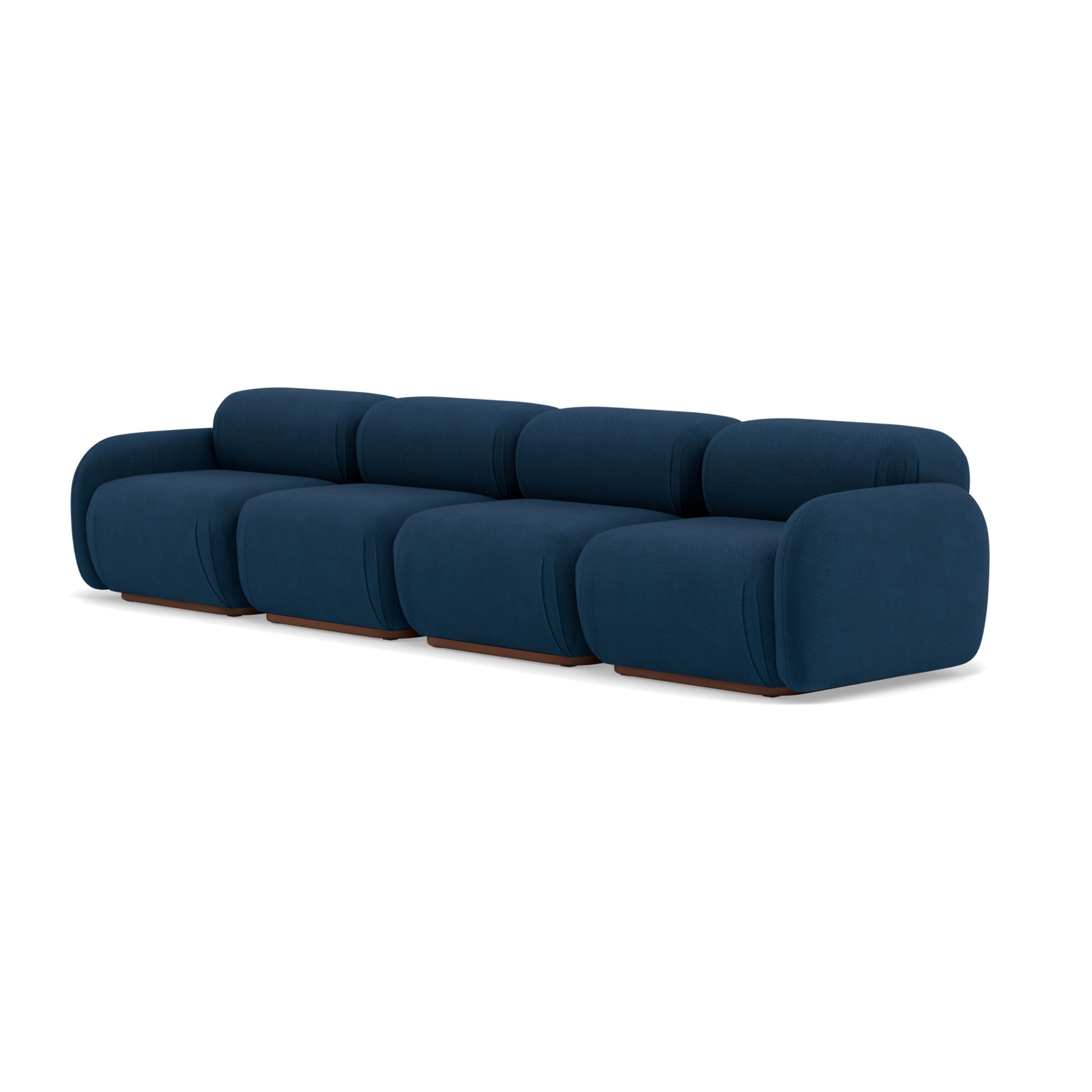 Penelope - canapé droit modulable 4 places en velours texturé - Bleu