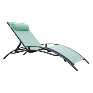Lot de 2 transats GALAPAGOS en textilène vert d'eau - aluminium gris anthracite