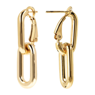 Orecchini Pendenti con Maglia Forzatina Allungata Placcati Oro Giallo 18kt