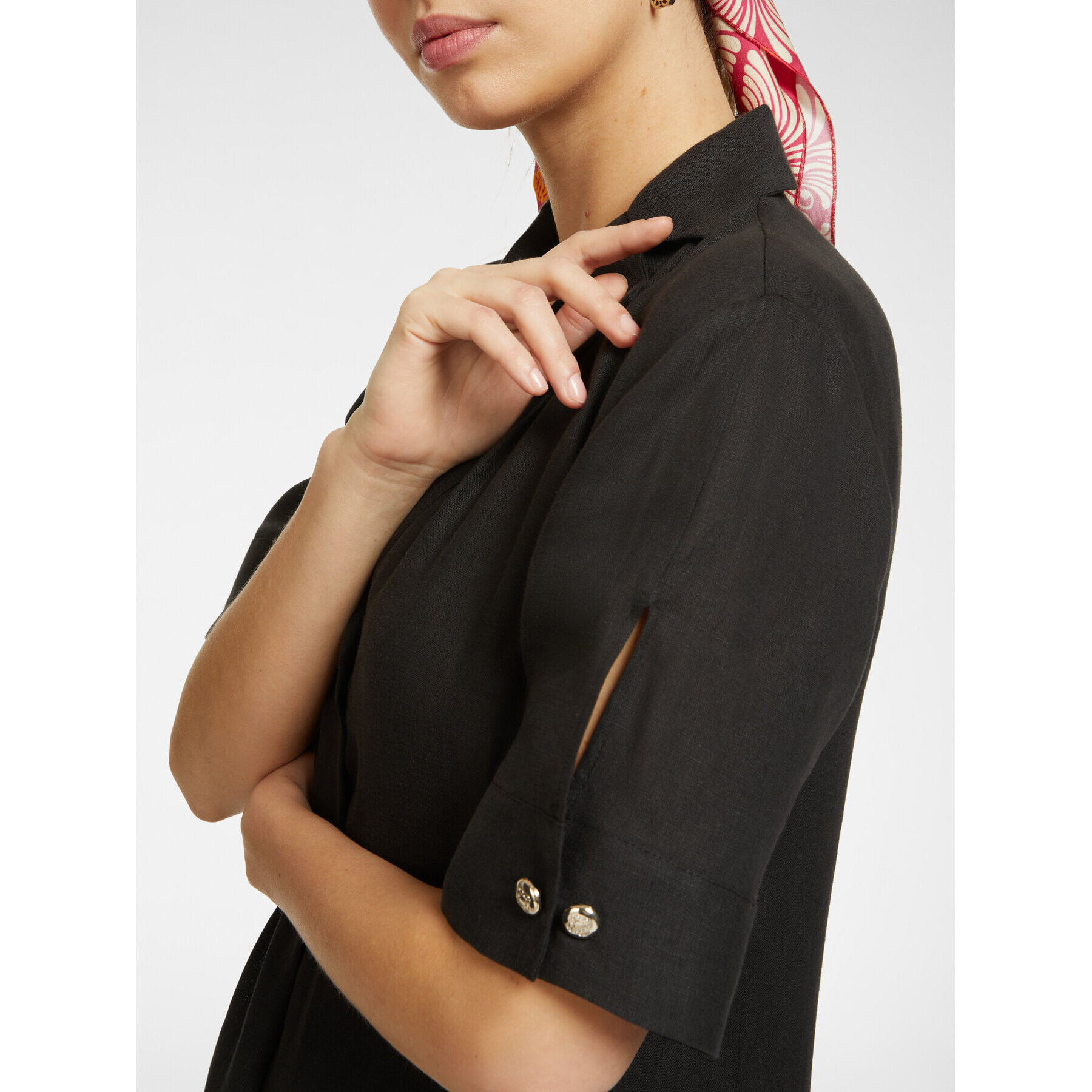 Elena Mirò - Vestido evasé de lino - Negro