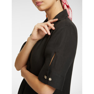 Elena Mirò - Vestido evasé de lino - Negro